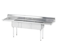 Advance Tabco Special Value Series 84-Inch 3-Compartment Fabricated Sink with Left & Right Drainboards