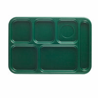 Cambro Budget Full Portion 6-Compartment Rectangular School Tray, 10 x 14-1/2 Inches, Sherwood Green