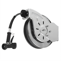 Open Stainless Steel Retractable Hose Reel with 3/8 Inch x 35 Foot Hose and Rear Trigger Spray Valve
