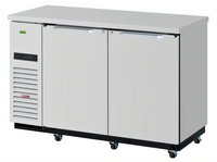 Turbo Air Super Deluxe Two-Section Back Bar Cooler with 2 Solid Doors, 19 Cu. Ft., Side-Mounted Self-Contained Refrigeration