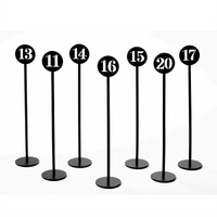 Laser Cut Stainless Steel Table Number Stand Set, 2-Inch Diameter x 10-Inch Height, Black, Nos. 1-10