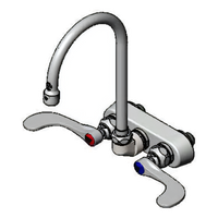 T&S Brass Wall-Mount Workboard Faucet with 4-Inch Centers and 5-3/4-Inch Swivel Gooseneck Nozzle