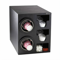 Countertop Combination Cup Dispensing Cabinet with 2 Adjustable Dispensers and Lid/Straw Storage