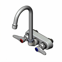 T&S Brass 4-Inch Center Wall Mount Workboard Mixing Faucet with 4-3/8-Inch Swivel Gooseneck