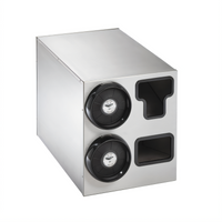 Vollrath 2-High Vertical Countertop Stainless Steel Cup Dispenser Cabinet with Lid Holder and Straw Pocket