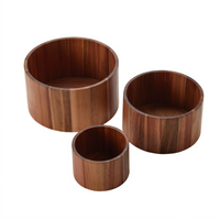 American Metalcraft Round Acacia Wood Buffet Risers, Set of 3