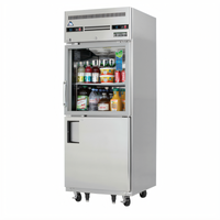 Everest ES Series One-Section Dual Temperature Reach-In Refrigerator/Freezer Combo with Glass and Solid Half Doors