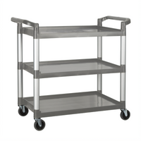 Winco 3-Tier Gray Plastic Utility Bus Cart, 400 lb Capacity