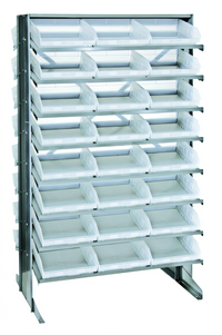 Quantum 24 x 36 x 60-Inch Sloped Double-Sided Pick Rack with 16 Shelves and 48 Clear Bins