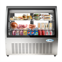 KoolMore 47-Inch Curved Front Refrigerated Deli Display Case, 18 Cu. Ft., Stainless Steel, Sliding Doors, LED Lighting