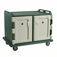 Cambro Low-Profile Insulated 2-Compartment 20-Tray Meal Delivery Cart for 14 x 18 Trays, Granite Green