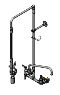 T&S Brass EasyInstall Wall-Mount Pre-Rinse Unit with Add-On Faucet and 12-Inch Swing Nozzle