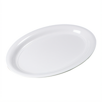 Carlisle 21 x 15 Inch Oval Narrow Rimmed White Melamine Catering Platter