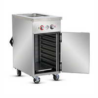 Handy Line Mobile Heated Serving Cabinet, 17-Inch Wide, 1 Wet Well, 7 Pan Storage, Drained