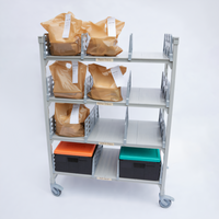 Cambro Camshelving Premium Mobile Flex Station Unit, 24 x 48 x 75 Inches, 4-Tier Solid Shelves, Speckled Gray