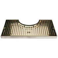Surface-Mount Stainless Steel Drip Tray Trough with PVD Brass Screen, No Drain