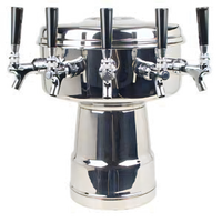 Micro Matic Mushroom 5-Faucet Countertop Glycol-Cooled Draft Beer Tower, Polished Stainless Steel