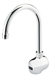 Krowne Royal Series Battery-Powered Electronic Sensor Touchless Faucet with 6-Inch Gooseneck Spout, Single Hole Wall Mount