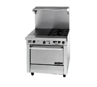 Garland Master Series Heavy Duty 34-Inch Combination Top Gas Range with 17-Inch Hot Top, Two Open Burners, and Storage Base with Doors