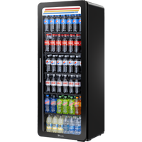 True 1-Section Curved-Edge Glass Door Refrigerated Merchandiser with 5 Shelves