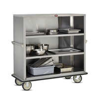FWE Super Duty Stainless Steel Enclosed Queen Mary Utility Cart, 4 Shelves, 62-Inch Wide
