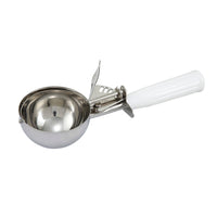 Winco ICD-6 Size 6 Thumb Press Ice Cream Disher, 4-2/3 oz, 3-Inch Diameter, White Handle