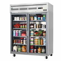 Everest Refrigeration ESGWR2 Two-Section Glass Door Reach-In Refrigerator, 55 Cu. Ft., Top Mounted
