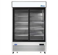 Atosa Two-Section Glass Door Refrigerator Merchandiser, 44.9 Cu. Ft., Bottom-Mount Self-Contained, Stainless Steel