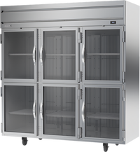 Beverage-Air Horizon Series 3-Section Reach-In Refrigerator with 6 Half-Glass Doors, Top-Mount Self-Contained R290 Refrigeration, 71.52 Cu. Ft.