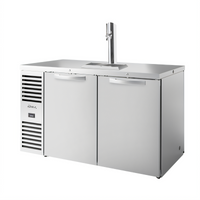 True Premier Bar 60-Inch Pass-Thru Two-Section Refrigerated Draft Bar Cooler with Stainless Steel Top, 4 Locking Doors, and 1 Faucet Beer Column