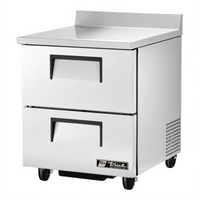 True 27-Inch 1-Section 2-Drawer Worktop Refrigerator, Rear-Mounted Self-Contained, Stainless Steel