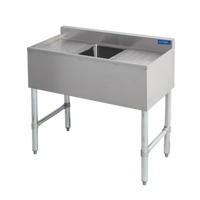 Sapphire Manufacturing 36-Inch Single-Compartment Underbar Sink with Dual Drainboards, 304 Stainless Steel