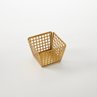 American Metalcraft Laser Cut Square Metal Serving Basket, 4 x 4 x 3 Inch, Stainless Steel, Gold Finish