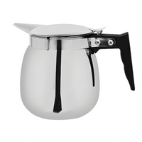 Winco 64 oz Stainless Steel Coffee Decanter with Lid and Black Handle