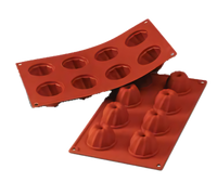 Silikomart SF057 Kouglof Silicone Baking Mold, 8-Section, Red