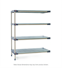 MetroMax 4 4-Shelf Add-On Polymer Shelving Unit, Blue, 42 x 18 x 74 Inches