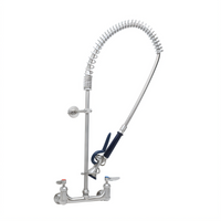 EverSteel 8-Inch Center Wall-Mount Pre-Rinse Mixing Faucet with 18-Inch Riser and 44-Inch Hose