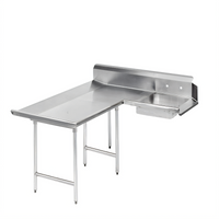 Advance Tabco L-Shaped Left-Hand Dishlanding-Soil Dishtable with Pre-Rinse Sink, 59 Inch Long, 10-1/2 Inch Backsplash, 16/304 Stainless Steel