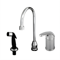 T&S Brass B-2743 Single Lever Side Mount Faucet with 6-Inch Swivel Gooseneck and 4-Foot Sidespray