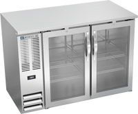 Beverage-Air 48-Inch Two-Section Shallow-Depth Back Bar Refrigerator with 2 Glass Doors, 12.56 Cu. Ft.