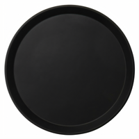 Cambro Camtread 9-Inch Round Non-Skid Fiberglass Serving Tray, Black Satin