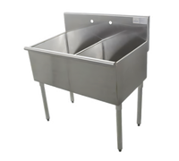 Advance Tabco 2-Compartment Square Corner Scullery Sink, 48-Inch, 16-Gauge 430 Stainless Steel, Galvanized Legs