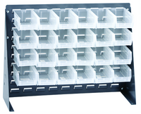 Quantum Louvered Bench Rack with 24 Clear Bins, Gray Enamel Finish