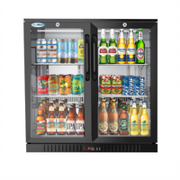 KoolMore 35-Inch Two-Door Back Bar Refrigerator, 7.4 Cu. Ft., Black, Glass Swing Doors