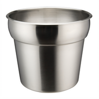 Winco 7 Qt Round Stainless Steel Inset Pan, 24 Gauge, Mirror Finish