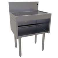 Glastender DBHA-24-LD Underbar Drainboard Half Cabinet, 24 x 19 Inch, Open Front, Stainless Steel