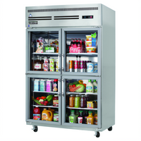 Everest Refrigeration ESGRH4 2-Section Glass Door Reach-In Refrigerator, 48 Cu. Ft., Top-Mounted R290