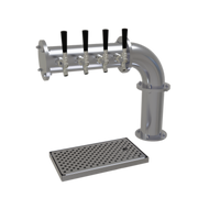 Glastender Countertop Pipe Cantilever Draft Dispensing Tower with 4 Stainless Steel Faucets, Air-Cooled