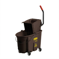 Rubbermaid Commercial WaveBrake 35 Qt. Mop Bucket and Side-Press Wringer Combo, Brown