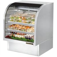 True 36-1/4 Inch Curved Glass Self-Contained Full-Service Refrigerated Deli Display Case with Sliding Low-E Rear Doors